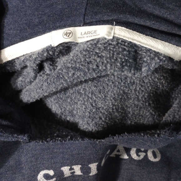 Large '47 Distressed Chicago Bears Heathered Navy Hoodie Football Sports Relaxed - Picture 4 of 5